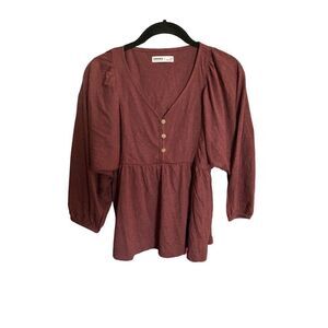 Sonoma NWT women’s 3/4 sleeve baby doll style purple top size XS
